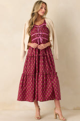 Endless Compliments Burgundy Floral Print Cotton Maxi Dress