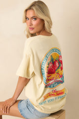 Picked Just For You Butter Yellow Cotton Strawberry Graphic Tee