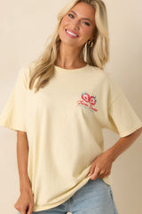 Picked Just For You Butter Yellow Cotton Strawberry Graphic Tee