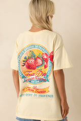 Picked Just For You Butter Yellow Cotton Strawberry Graphic Tee