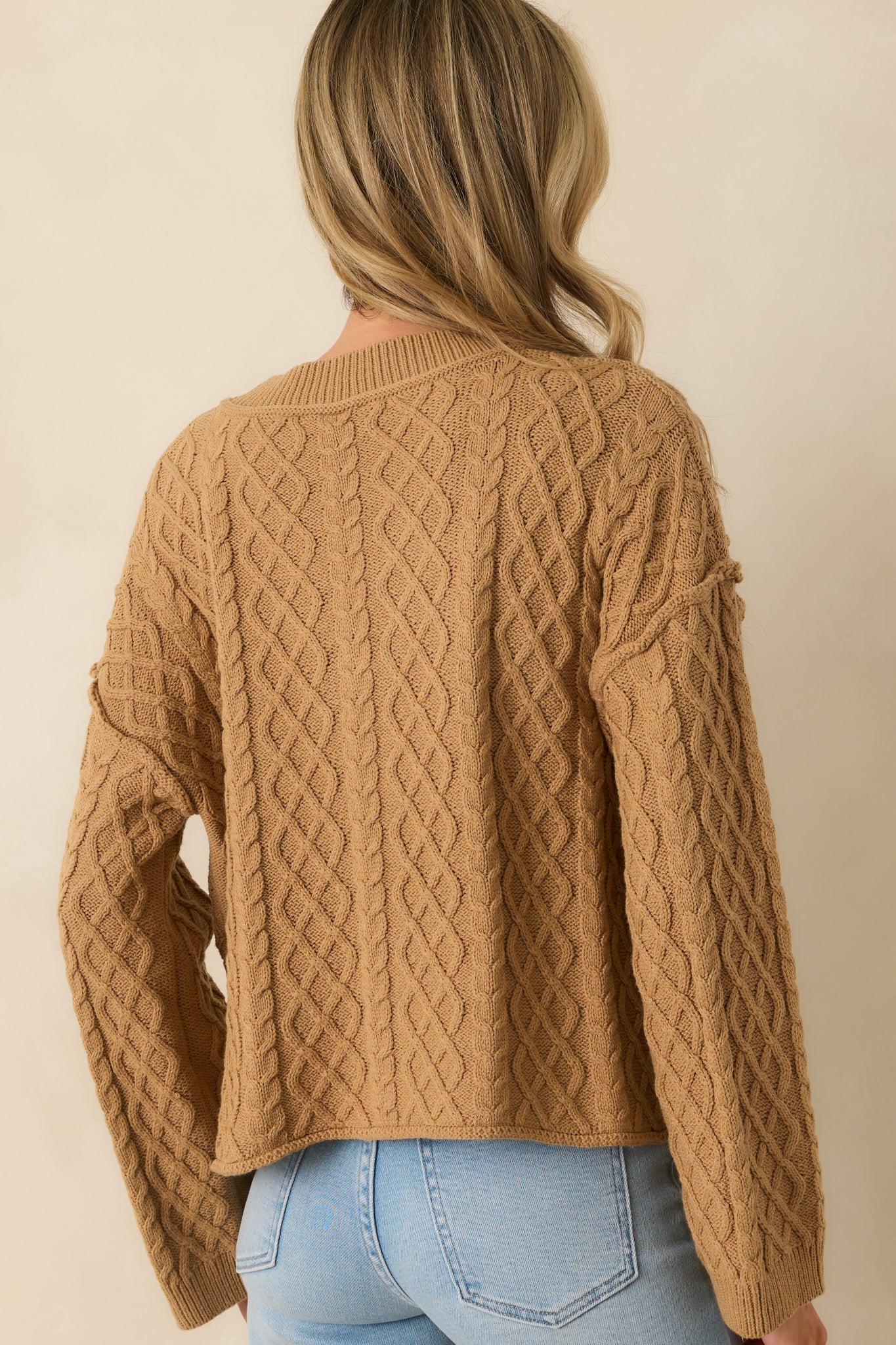 For Old Time's Sake Camel Brown Cable Knit Button Up Cardigan