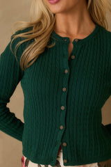 Easy to Admire Hunter Green Cotton Cable Knit Cardigan