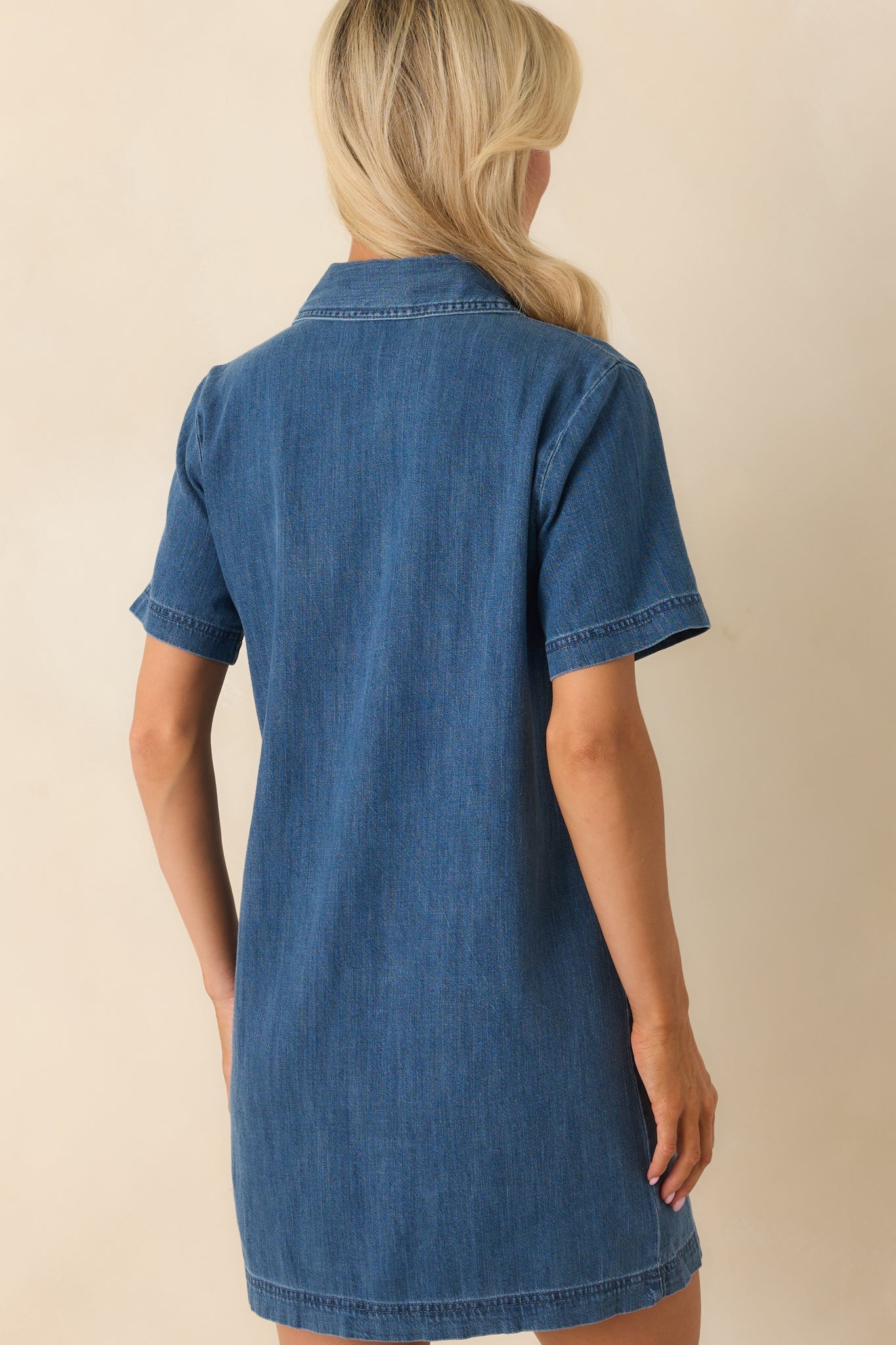 Z Supply Medium Wash Cotton Kellie Denim Mini Dress