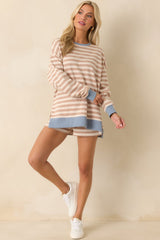 Z Supply Tan Cotton Layer Up Stripe Sweatshirt