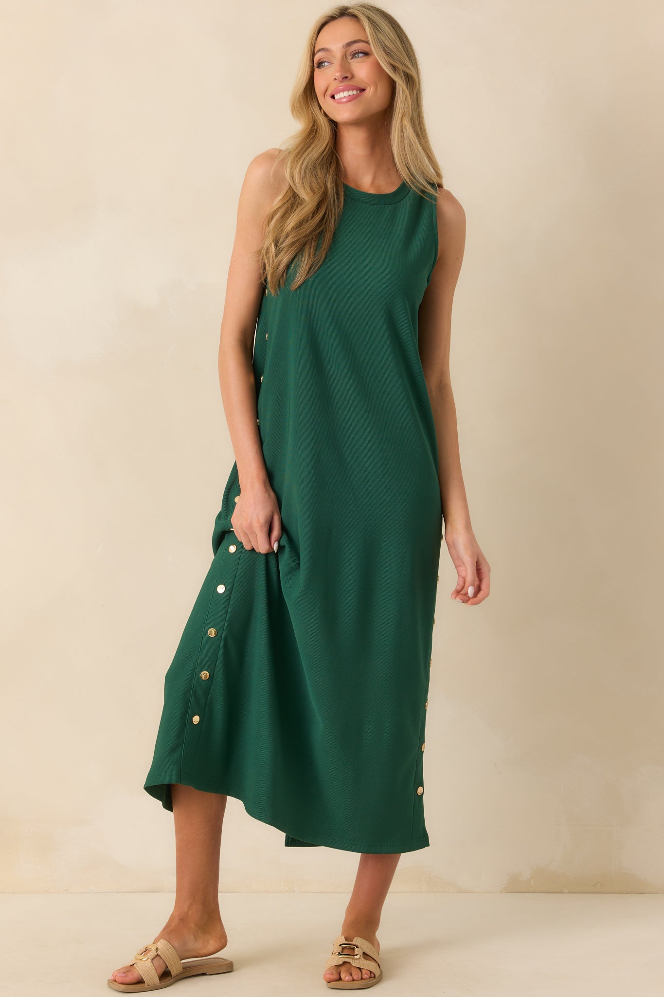 I'm Choosing Happiness Hunter Green Sleeveless Maxi Dress