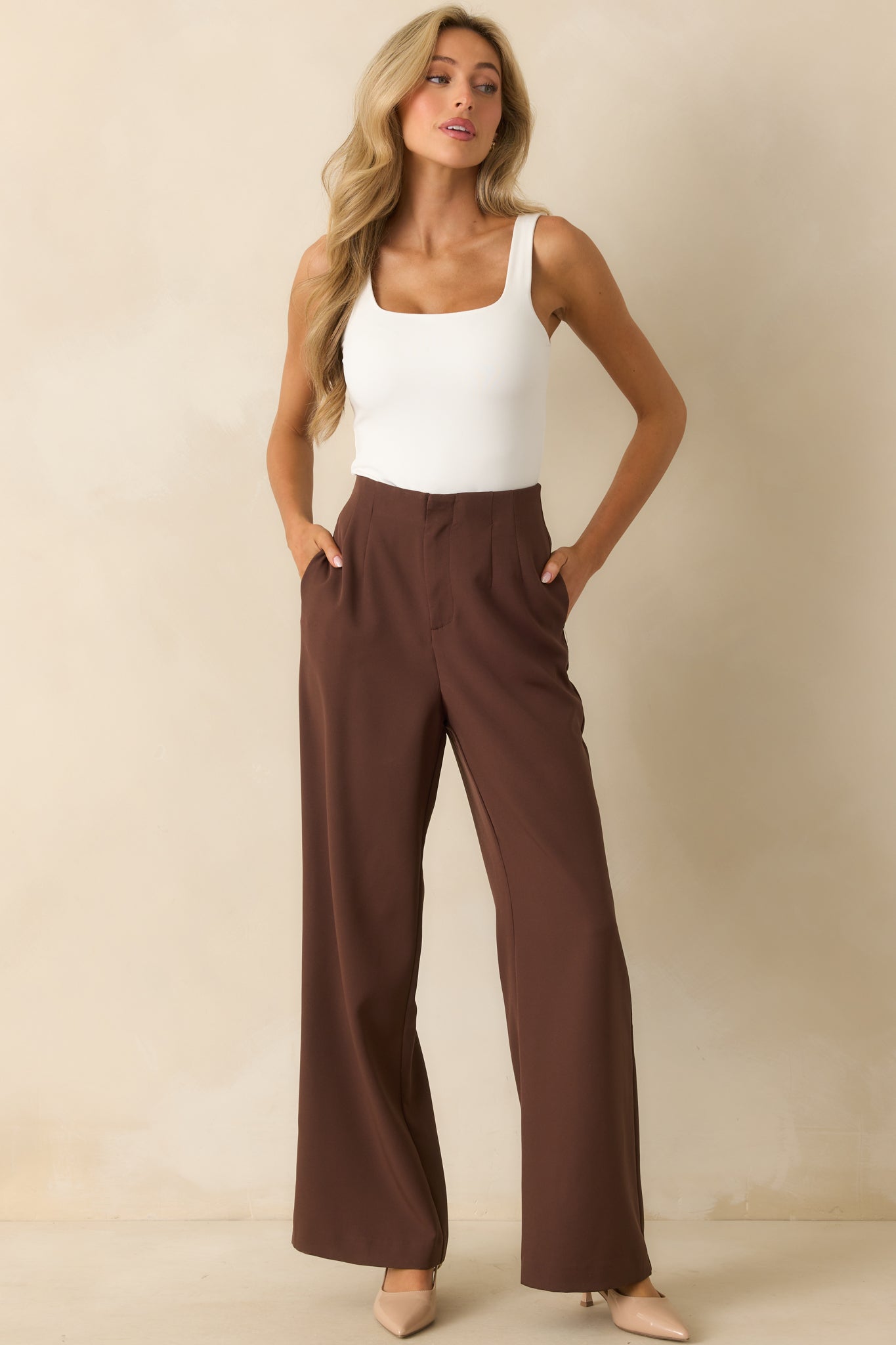 Making A Change Chocolate Brown High Waisted Wide Leg Pants