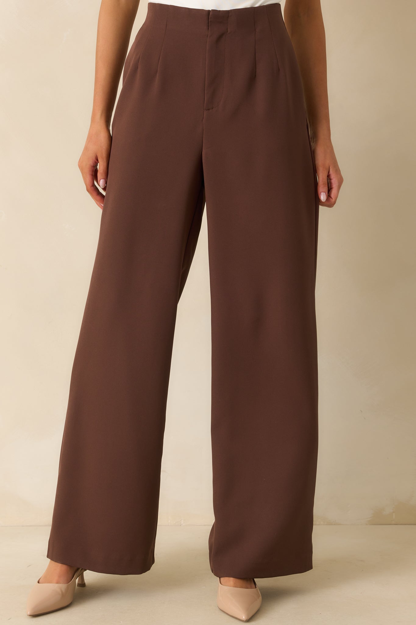 Making A Change Chocolate Brown High Waisted Wide Leg Pants