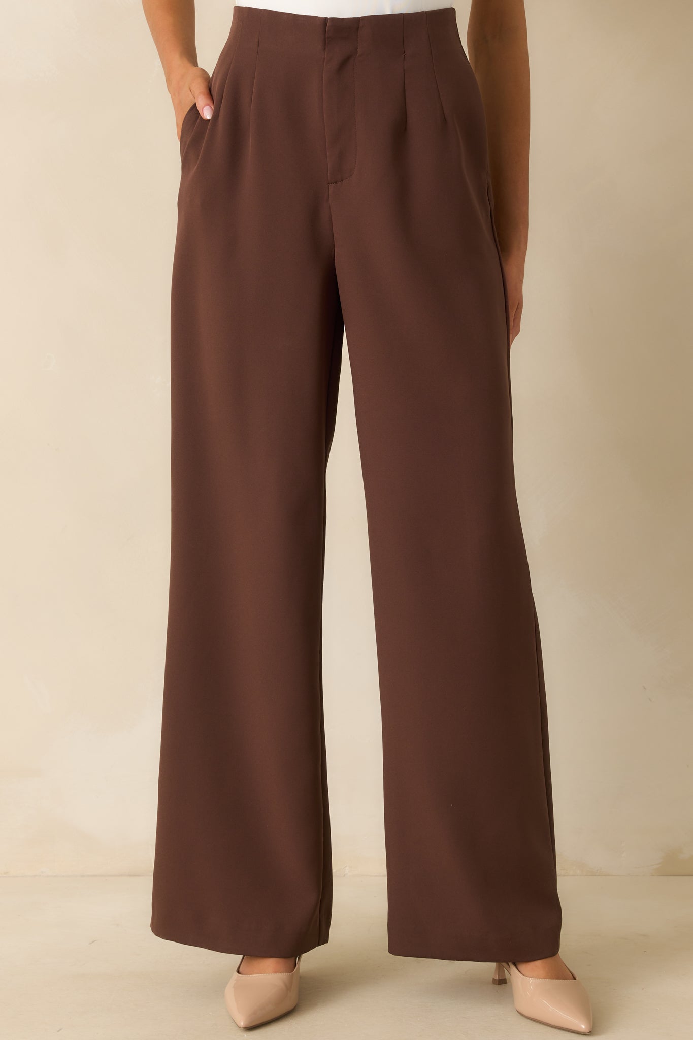 Making A Change Chocolate Brown High Waisted Wide Leg Pants