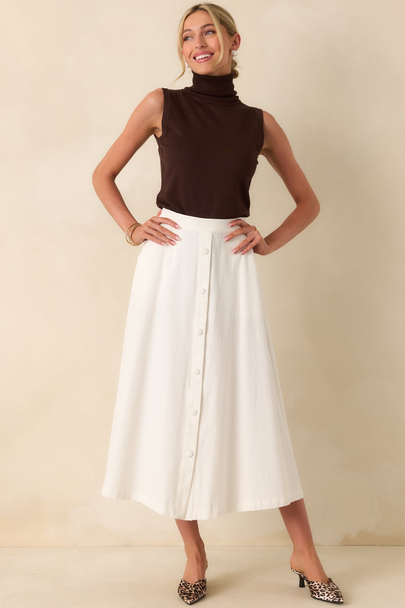 Peaceful Feelings Chocolate Brown Sleeveless Turtleneck Sweater