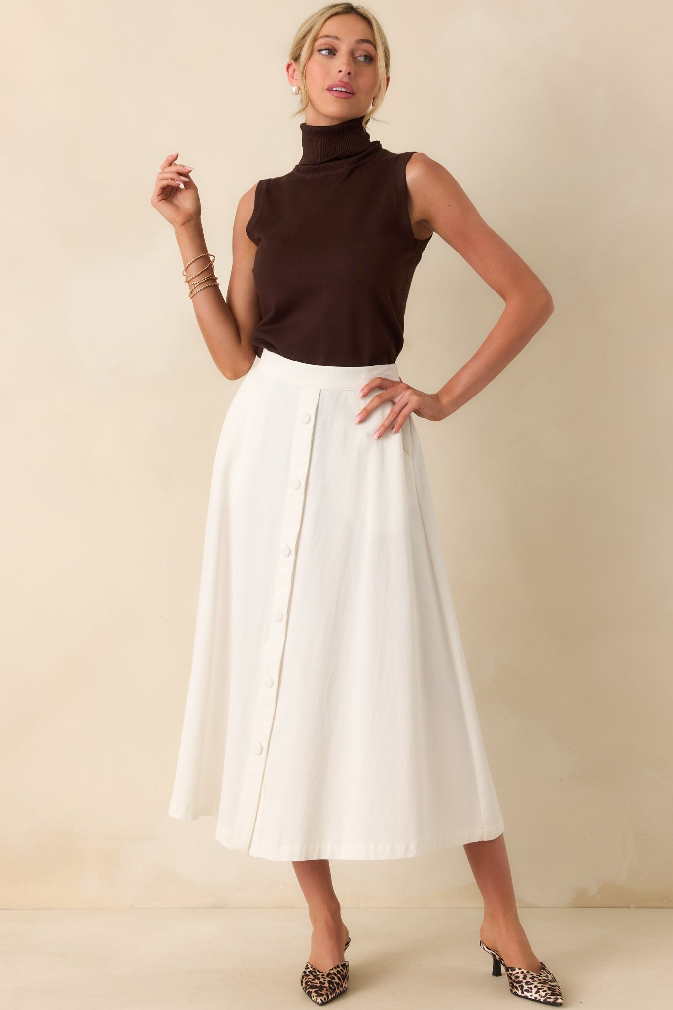 Peaceful Feelings Chocolate Brown Sleeveless Turtleneck Sweater