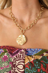 That's Just Who She Is Hammered Gold Pendant Necklace