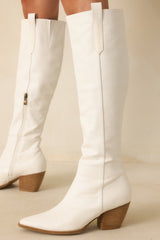 It's Been Real White Faux Leather Boots