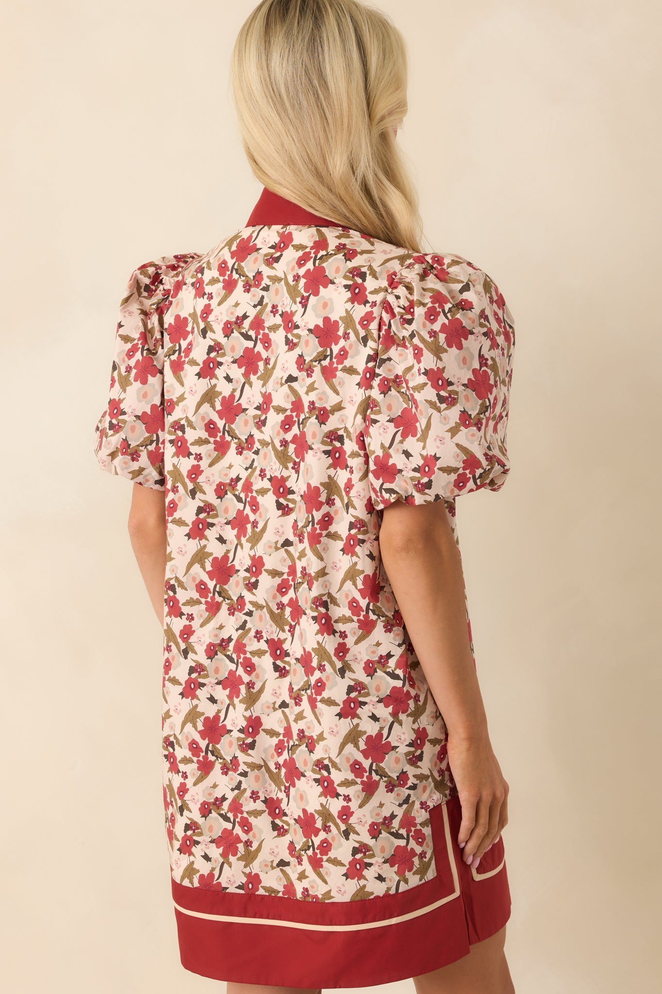 Endless Daydreaming Dark Rust Multi Floral Print Cotton Mini Dress