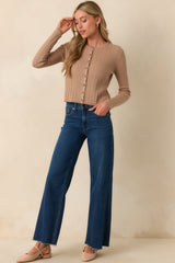 Easy to Admire Dark Taupe Cotton Cable Knit Cardigan