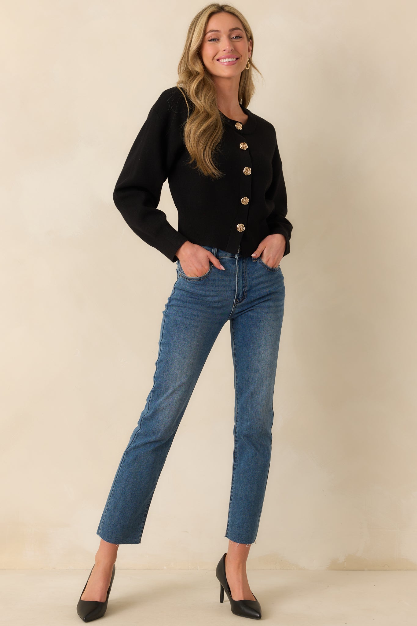 My Signature Look Dark Wash Straight Leg High Waisted Jeans