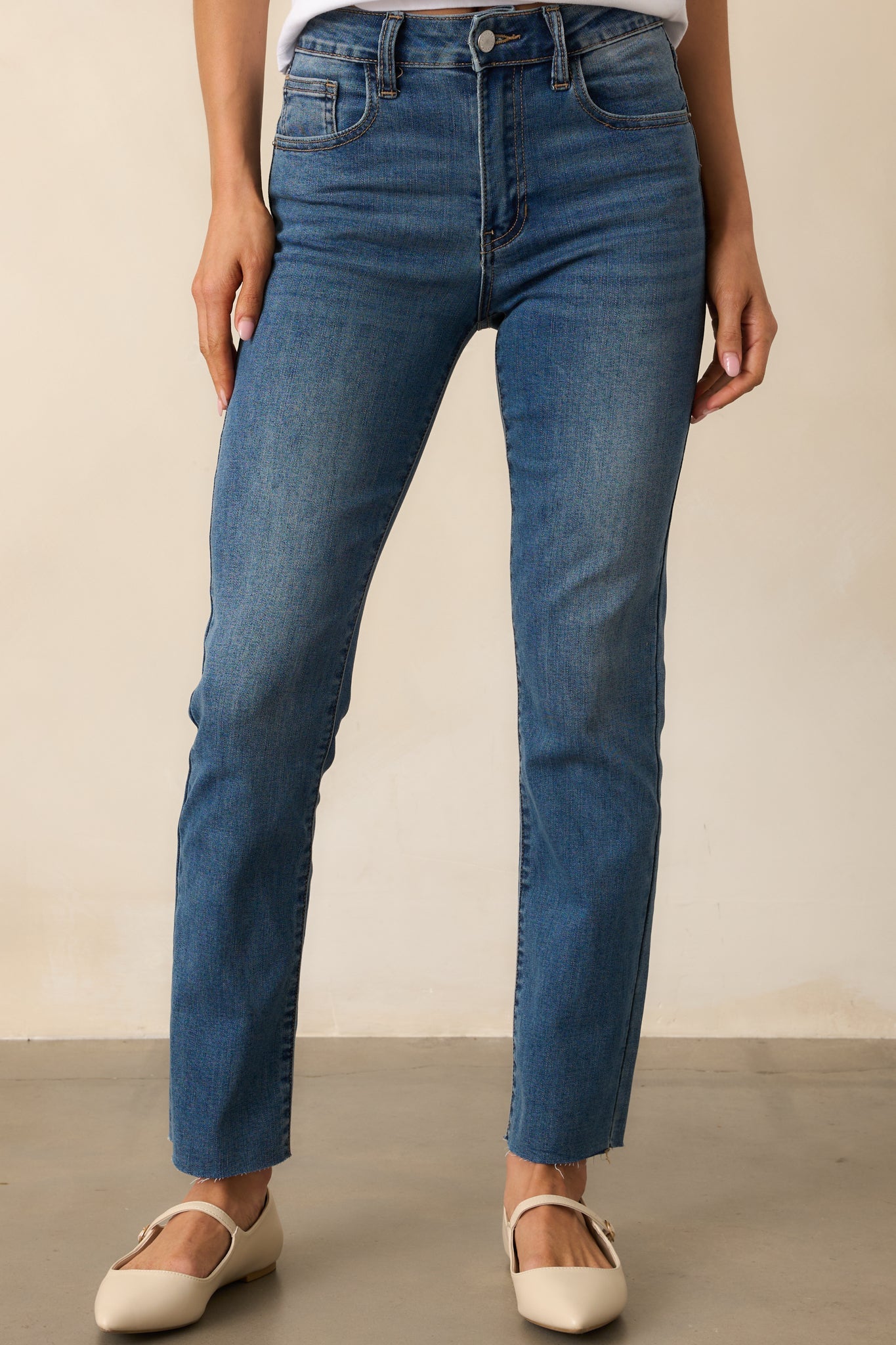 My Signature Look Dark Wash Straight Leg High Waisted Jeans