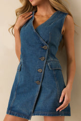 MINKPINK Medium Wash Nora Denim Wrap Mini Dress