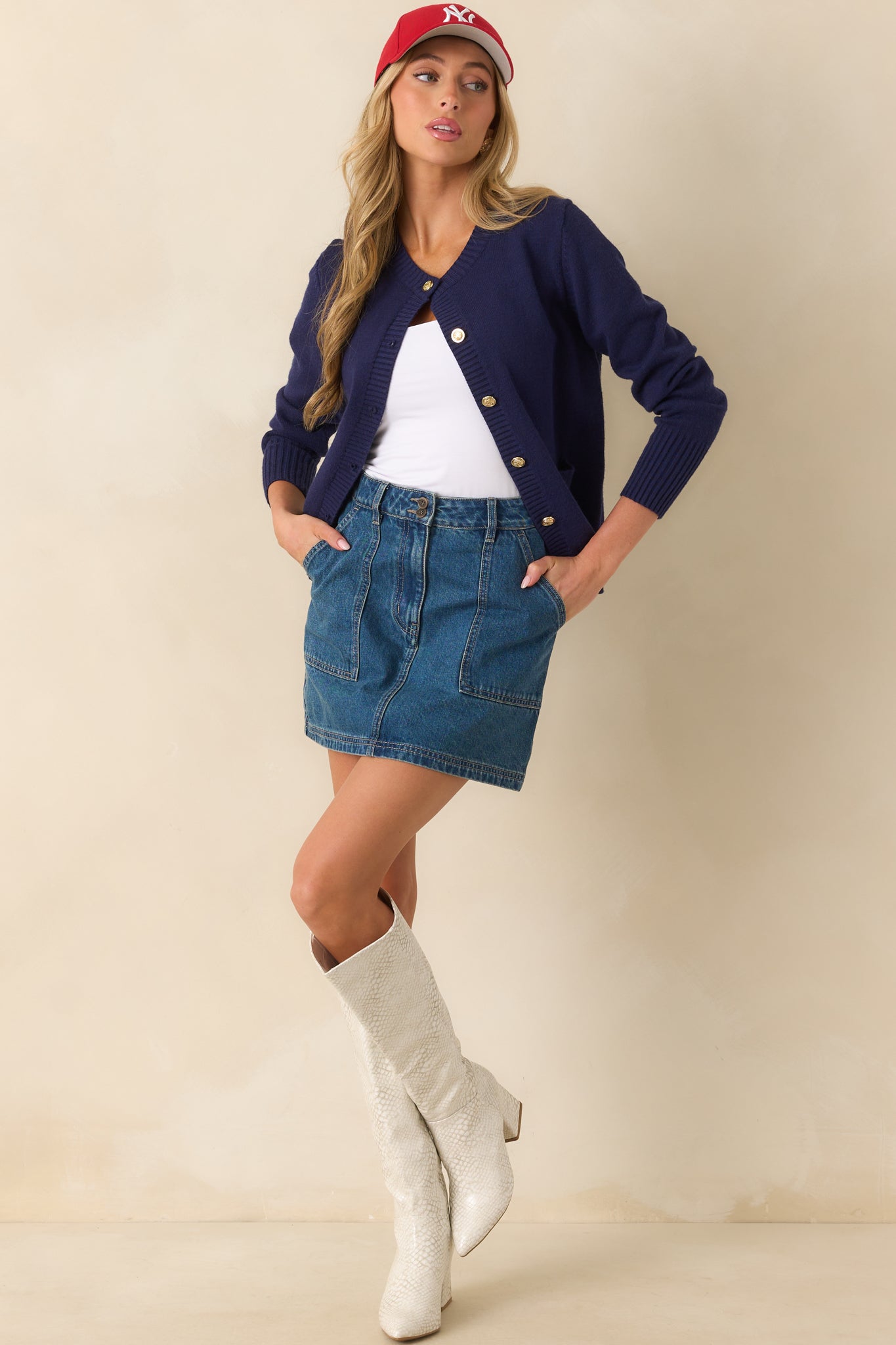 MINKPINK Medium Wash Cotton Nora Denim Mini Skirt