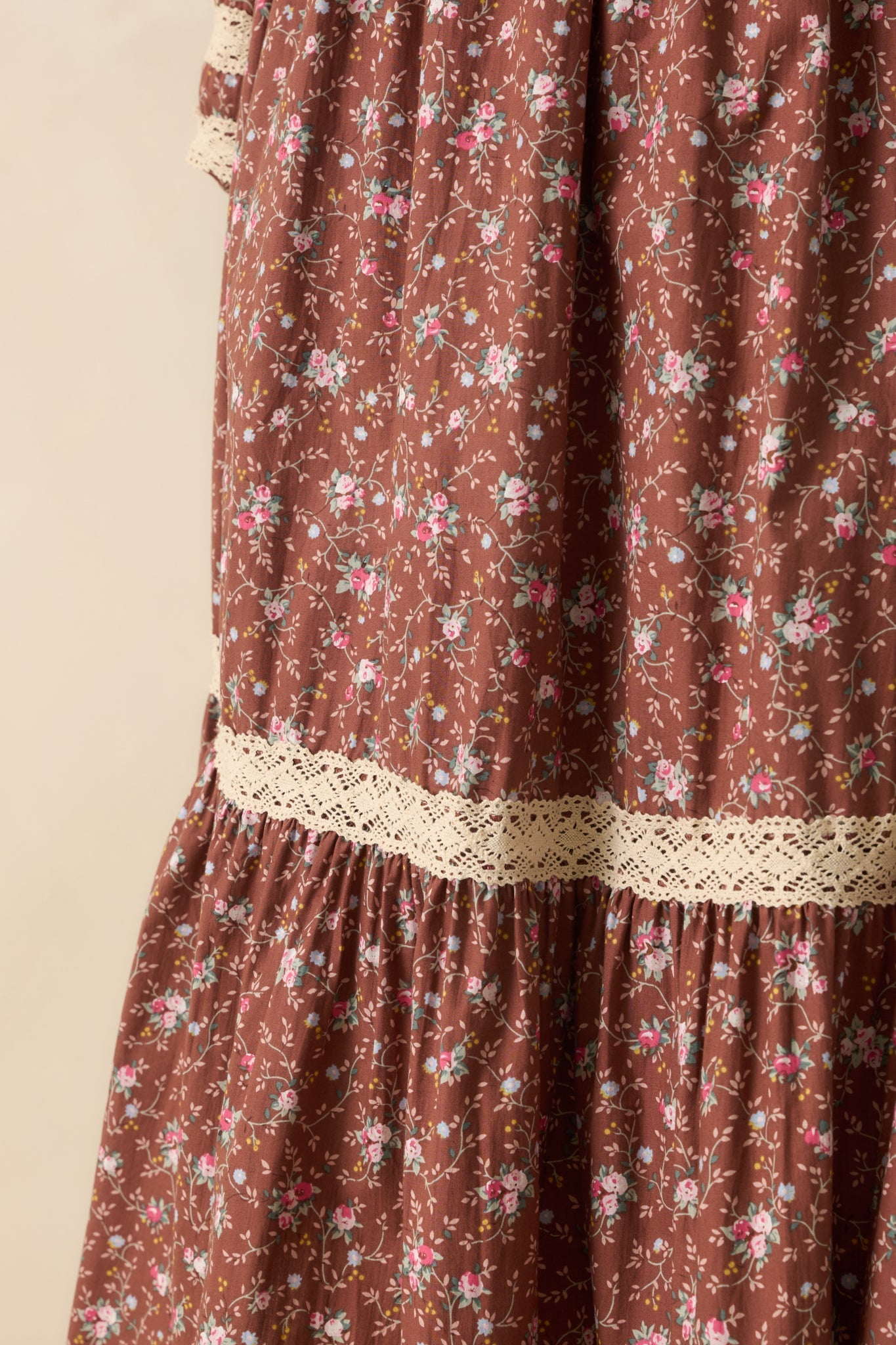 More To Come Mocha Brown Multi Floral Print Cotton Maxi Dress