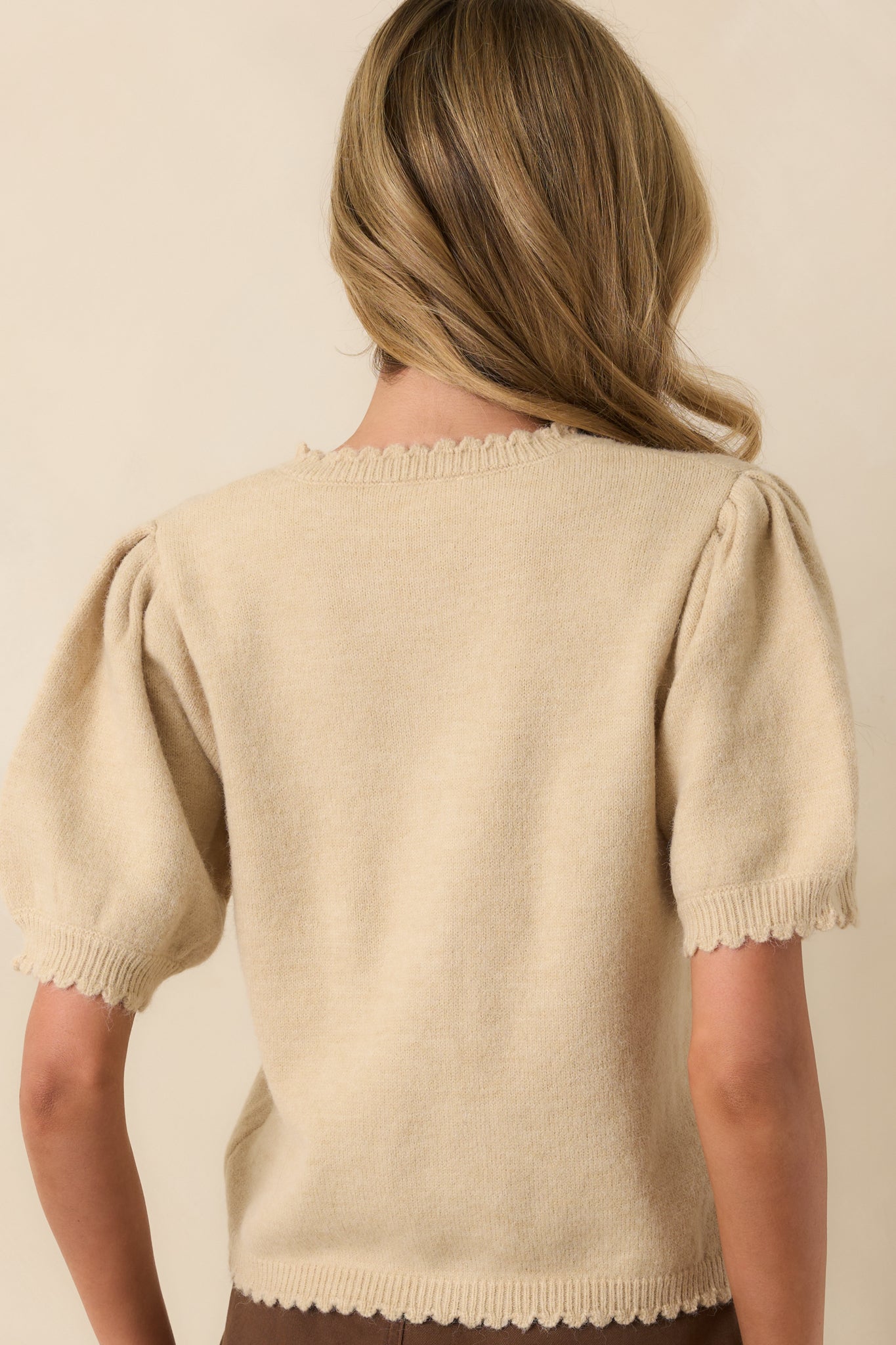 Caught Up In The Moment Ecru Beige Knit Short Sleeve Cardigan