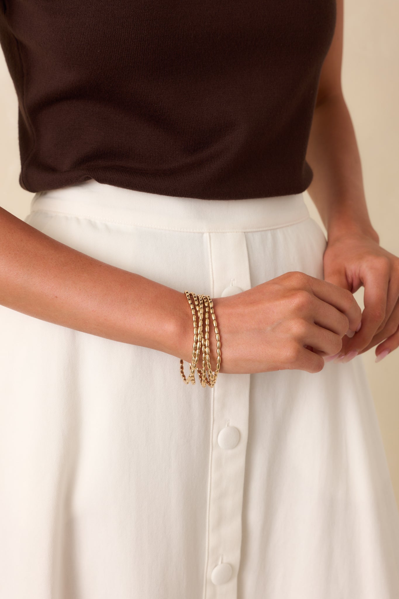 Waiting For A Sign Gold Beaded Bracelet Set
