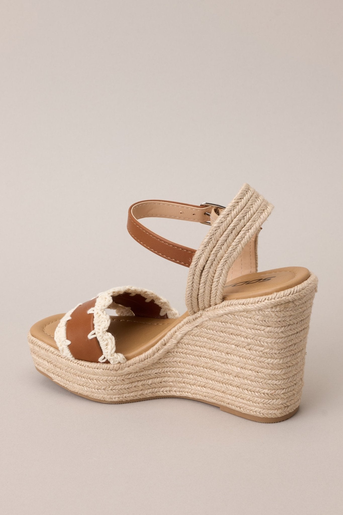 Escape to Sea Tan Scalloped Espadrille Wedge Sandals