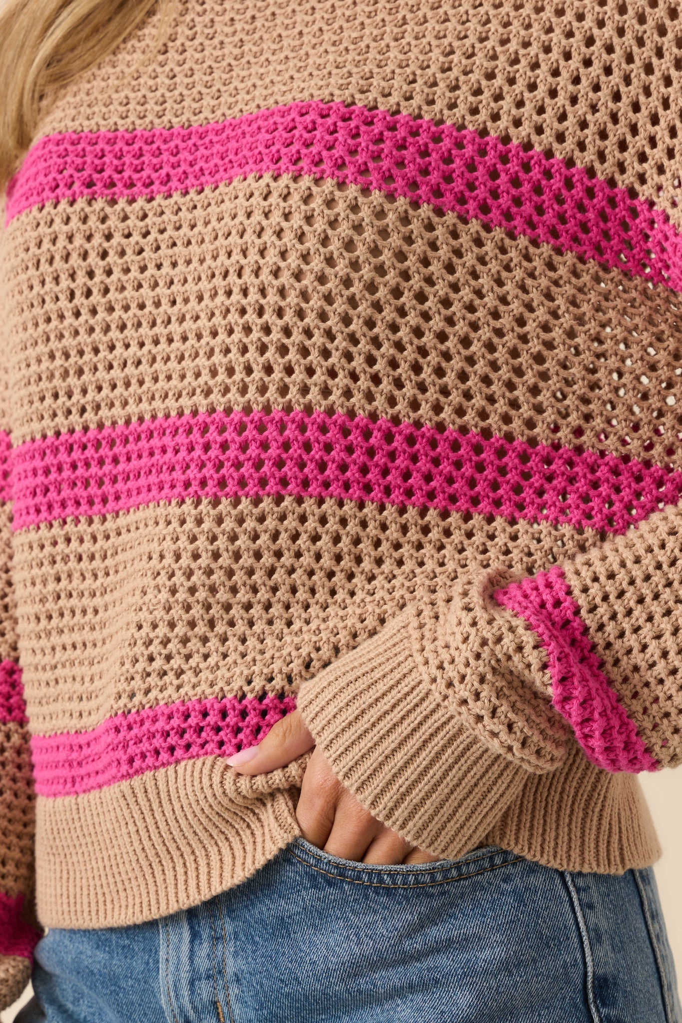 Z Supply Tan Broadbeach Striped Sweater