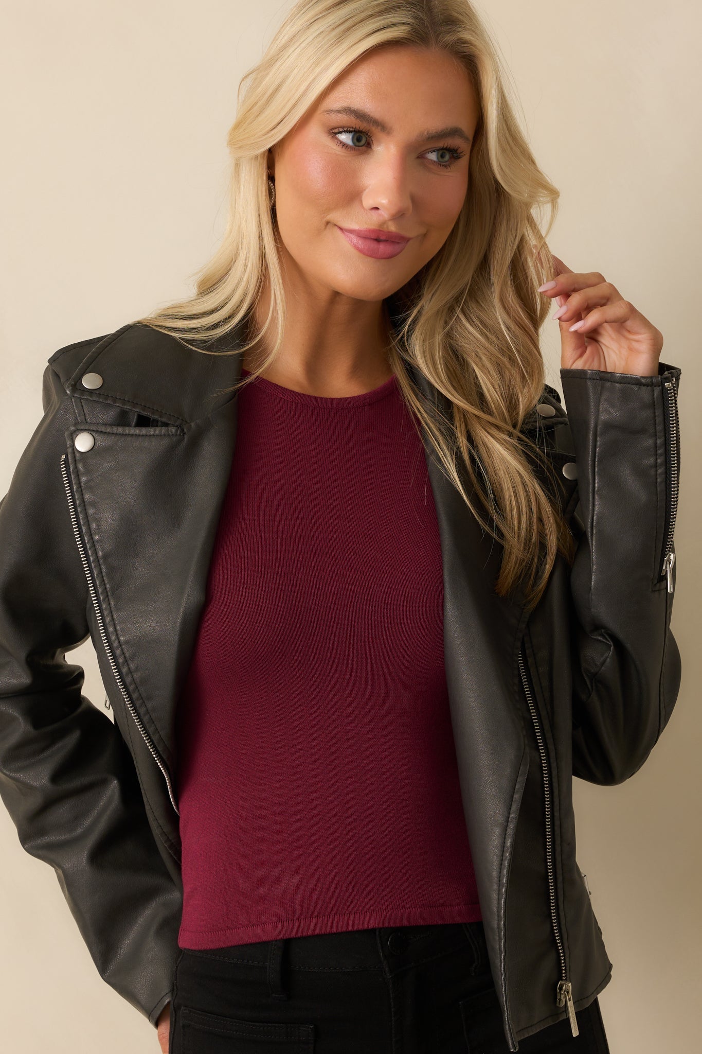 Z Supply Black Alchemy Moto Faux Leather Jacket
