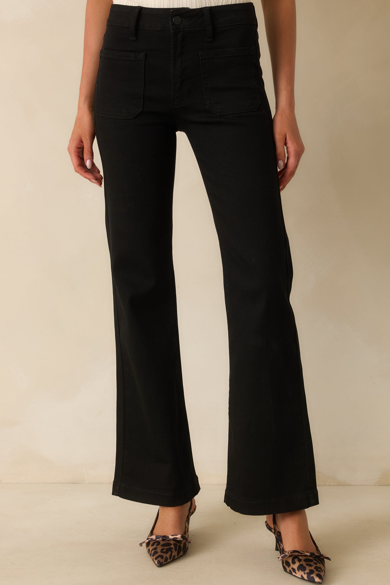 Never Let You Down Black Cotton High Waisted Flare Jeans