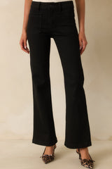 Never Let You Down Black Cotton High Waisted Flare Jeans