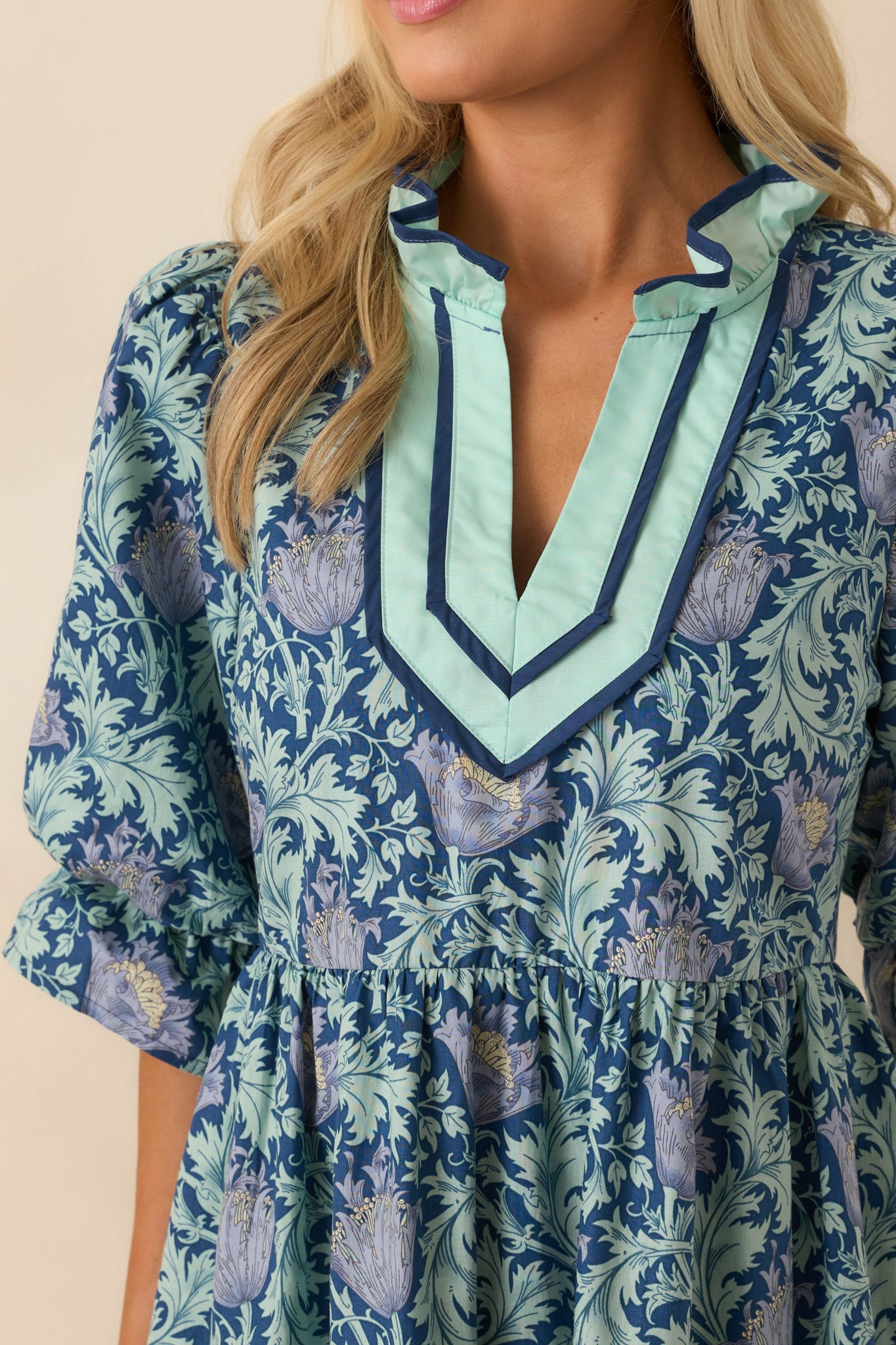 Let It Be Lovely Navy Multi Floral Print Cotton Mini Dress