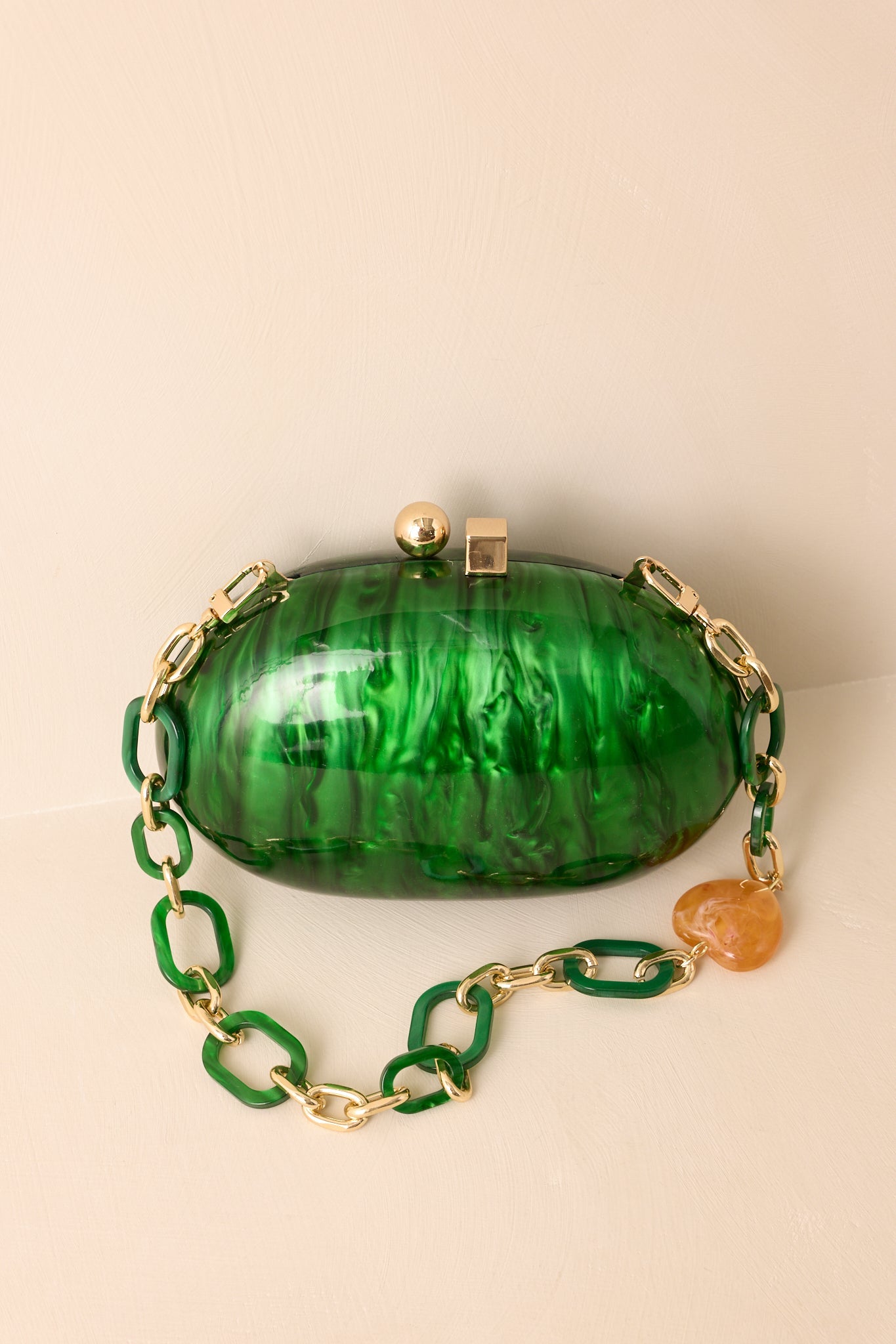 Worth Remembering Emerald Green Pearlescent Rounded Clutch Bag
