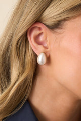 What Makes It Work Ivory Pearl Teardrop Stud Earrings