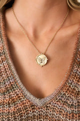 Naturally Charming Gold Butterfly Medallion Necklace