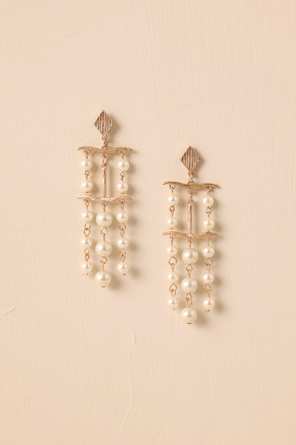 Ending On A High Note Gold Ivory Pearl Chandelier Drop Earrings