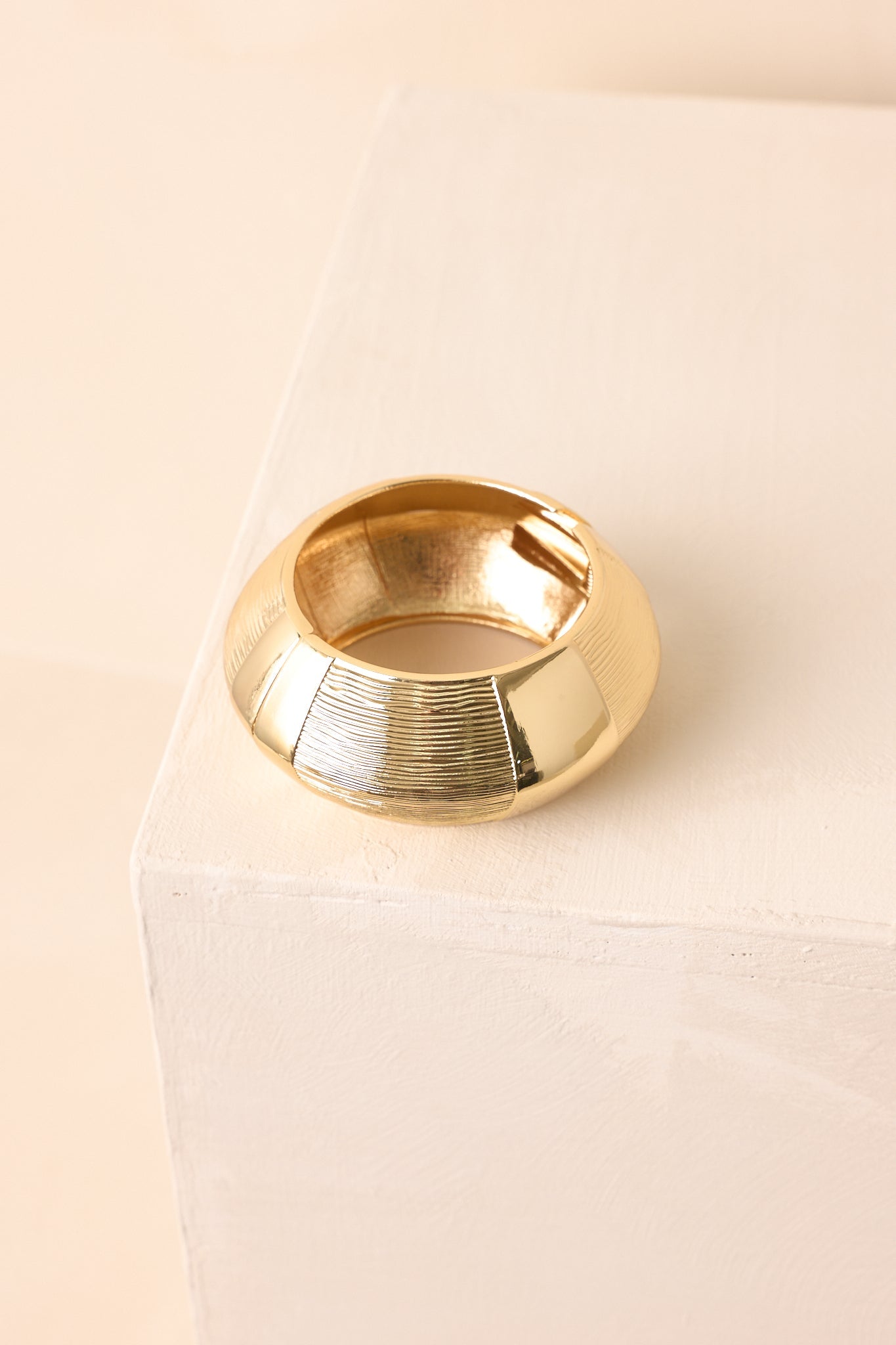Made The Call Gold Textured Hinged Cuff Bracelet