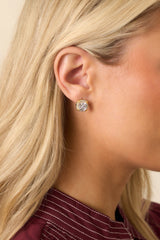 Loved Every Minute Gold Square Rhinestone Stud Earrings