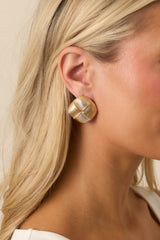 Set Up For Success Gold Textured Square Earrings