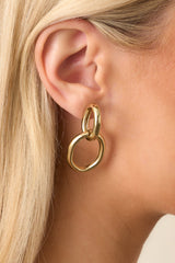 Dressed For The Drama Gold Interlocking Drop Earrings