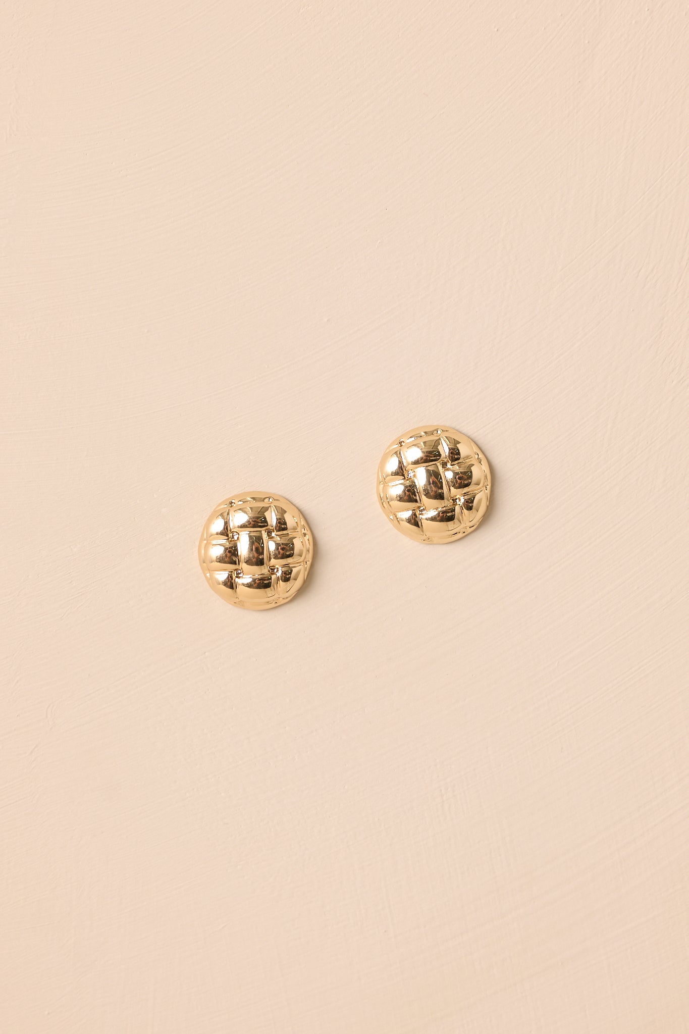 Grace Comes Easy Gold Woven Textured Circle Stud Earrings