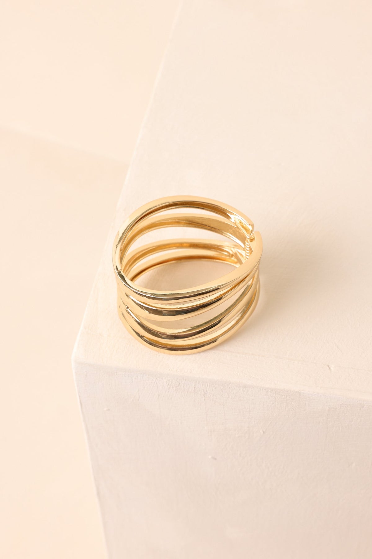 Getting Things Done Gold Hinged Cuff Bracelet