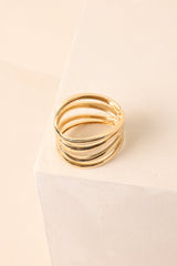 Getting Things Done Gold Hinged Cuff Bracelet