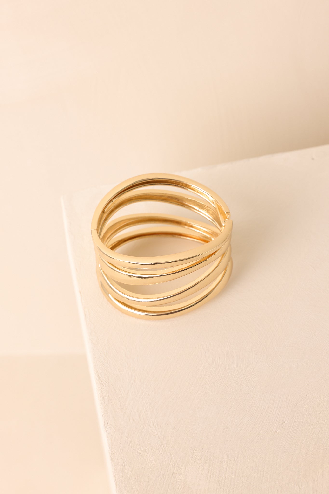 Getting Things Done Gold Hinged Cuff Bracelet