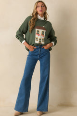 Reminds Me Of Home Green Knit Cotton Crewneck Sweater