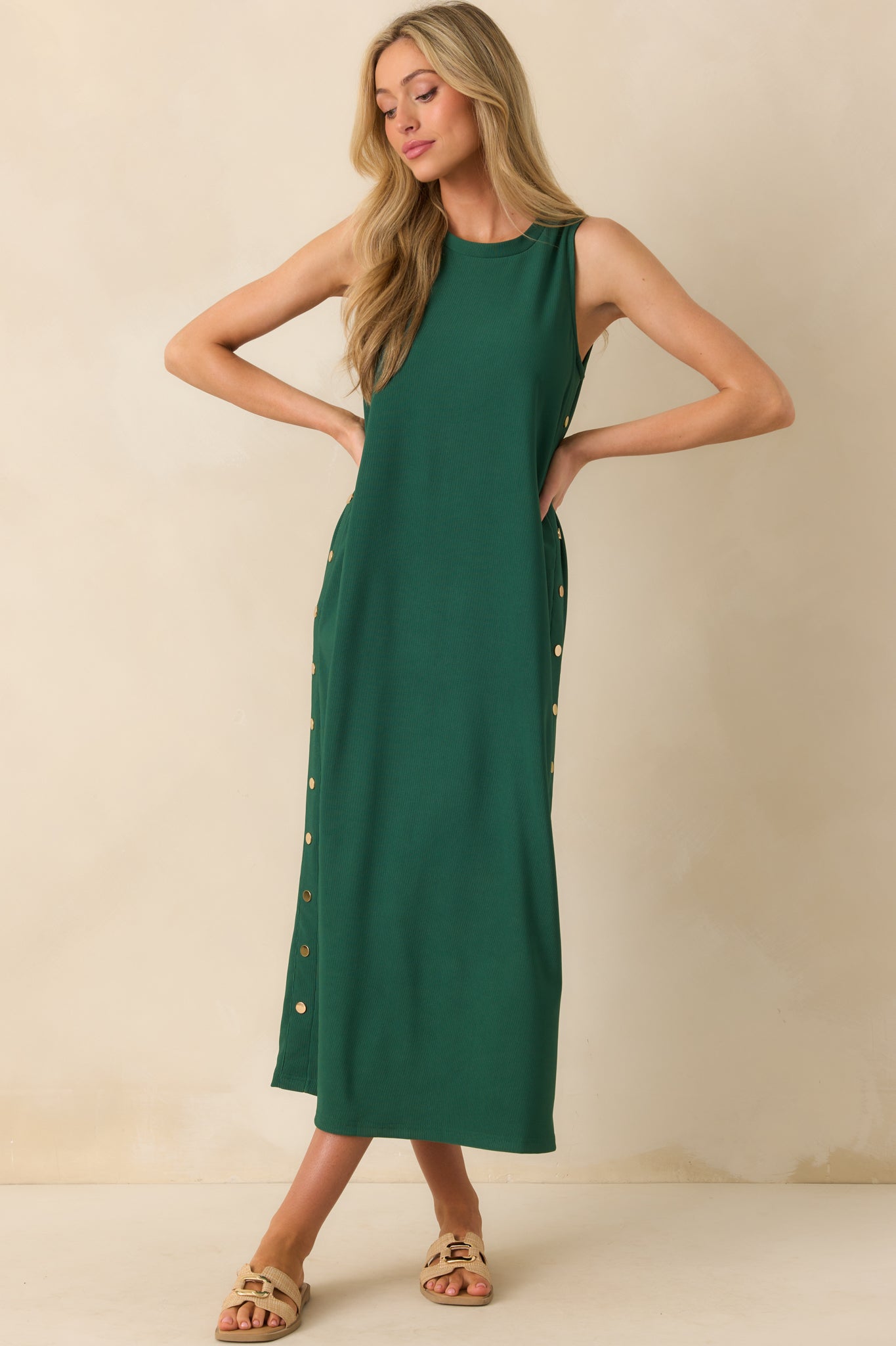 I'm Choosing Happiness Hunter Green Sleeveless Maxi Dress