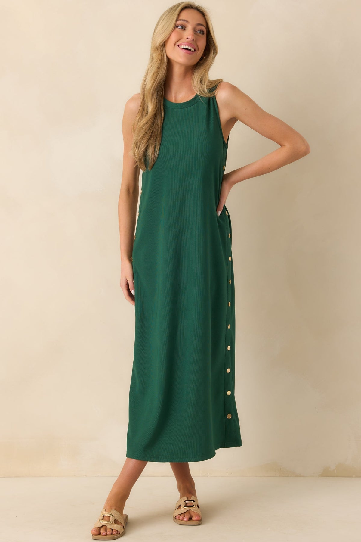 I'm Choosing Happiness Hunter Green Sleeveless Maxi Dress
