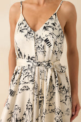 Nothing Ever Changed Ivory & Black Print Satin Maxi Dress