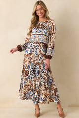 It'll All Make Sense Ivory Multi Print Satin Long Sleeve Top