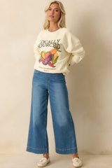 Locally Sourced Ivory Cotton Graphic Crewneck Sweatshirt