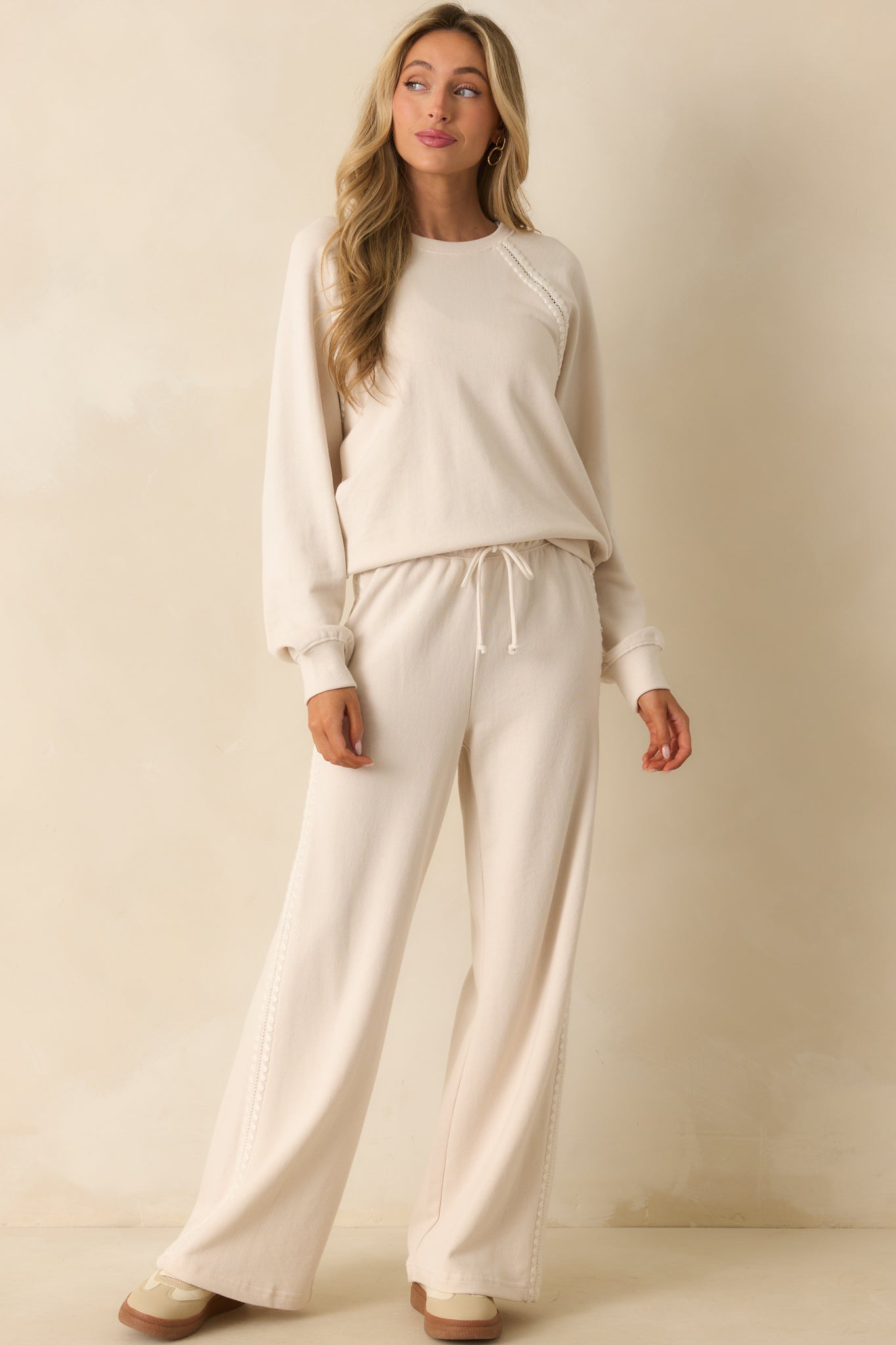 Z Supply Ivory Take All French Terry Track Pants